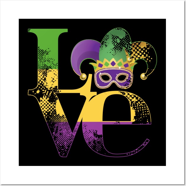 Love Mardi Gras For Heart T-shirt Wall Art by Danielsmfbb